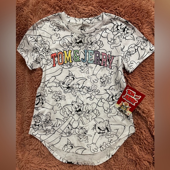 Tom And Jerry Cartoon Black And White Screen Print, Size Small Tee Brand New - Picture 1 of 7
